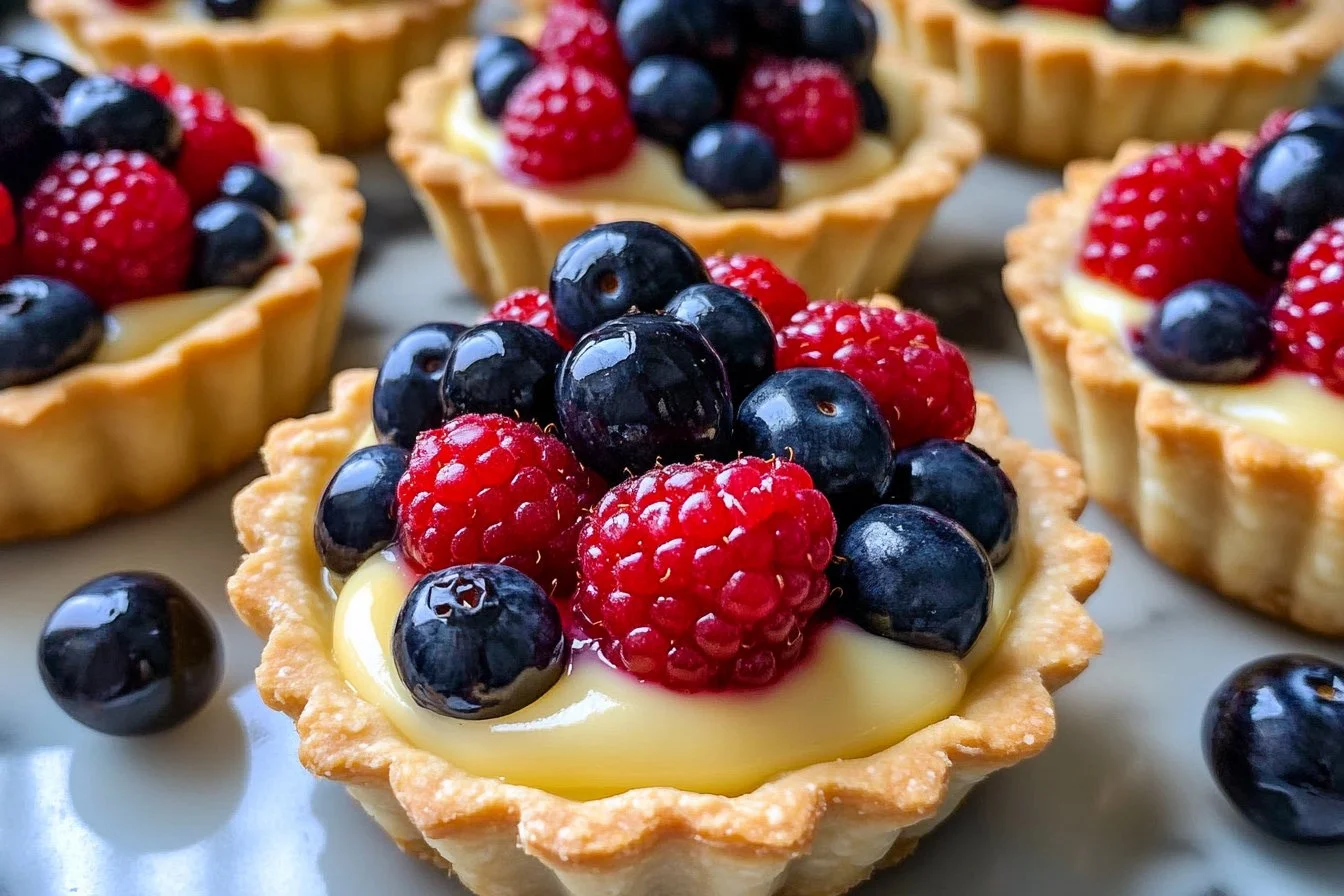 4TH OF JULY RED, WHITE, AND BLUE MINI BERRY CUSTARD TARTLETS