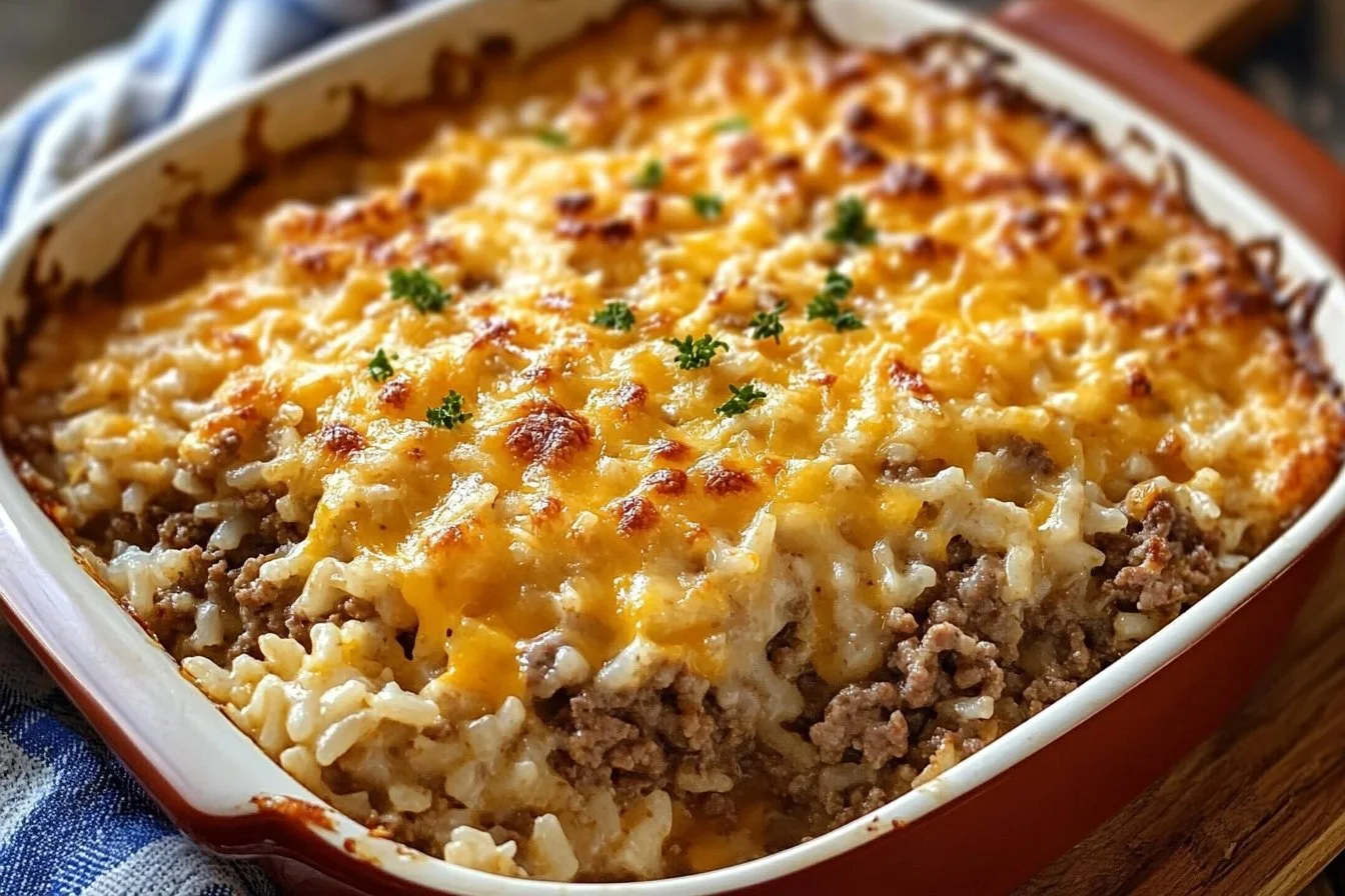 Cheesy Ground Beef Rice Casserole