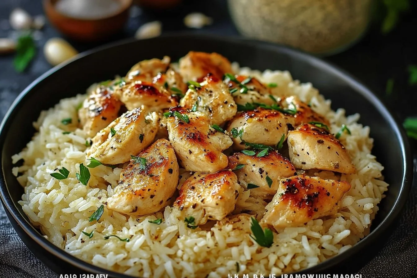 Chicken Scampi with Garlic Parmesan Rice