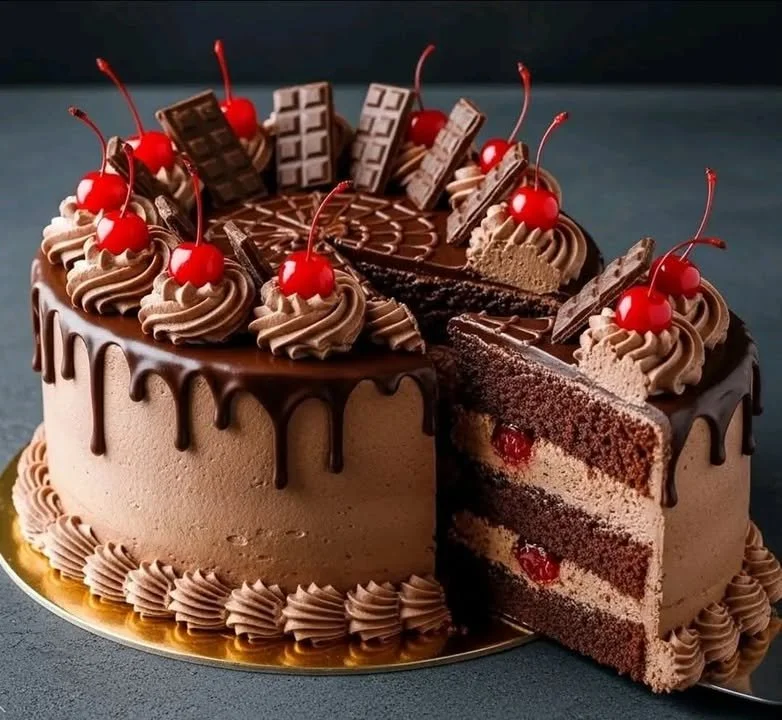 Chocolate, Cherry, and Amaretto Cake