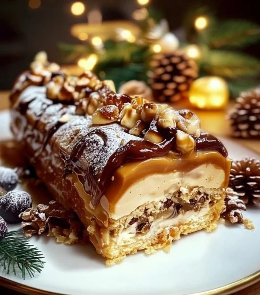 Peanut-Caramel-Vanilla Yule Log